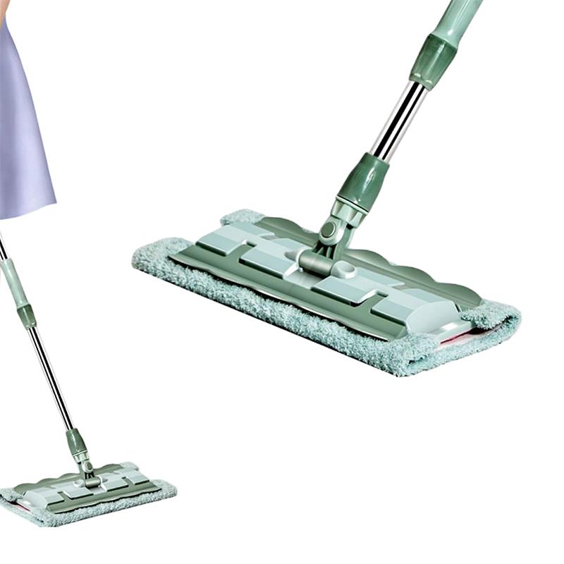 Thickened Dual-purpose Mop Detachable and Washable Mop Flat Mop with Stainless Steel Handle and Reusable Washable Mops Cloths