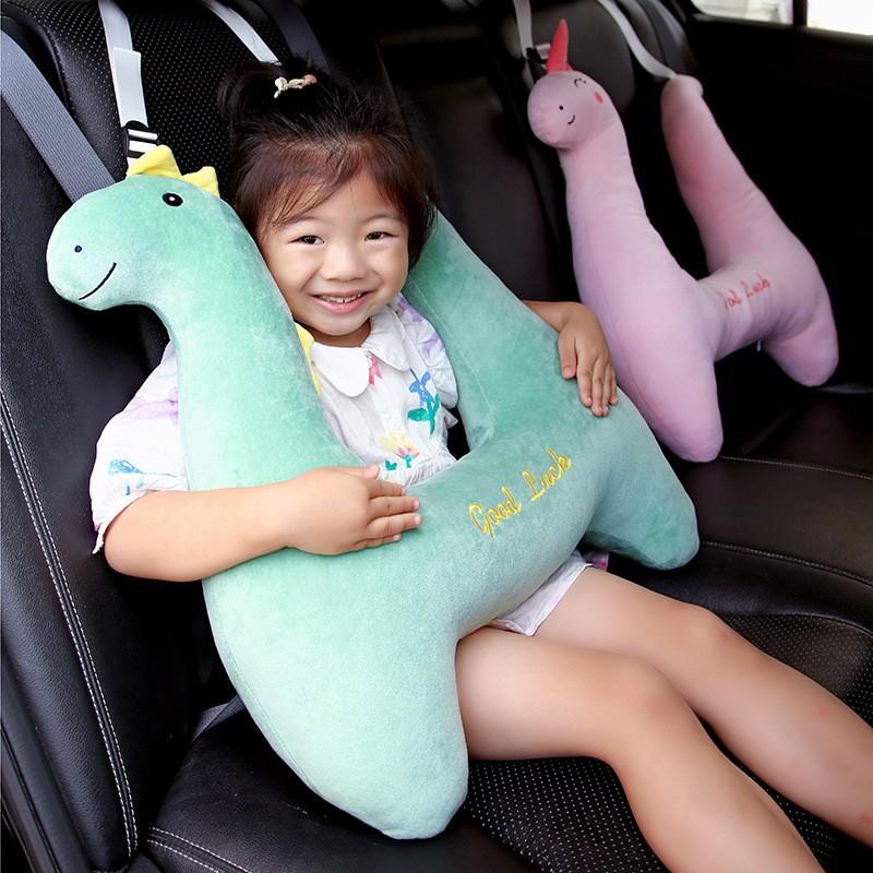 Car Travel Pillow Back Seat Comfort Neck Support Plush Headrest Cushion With Dinosaur Unicorn Duck Design