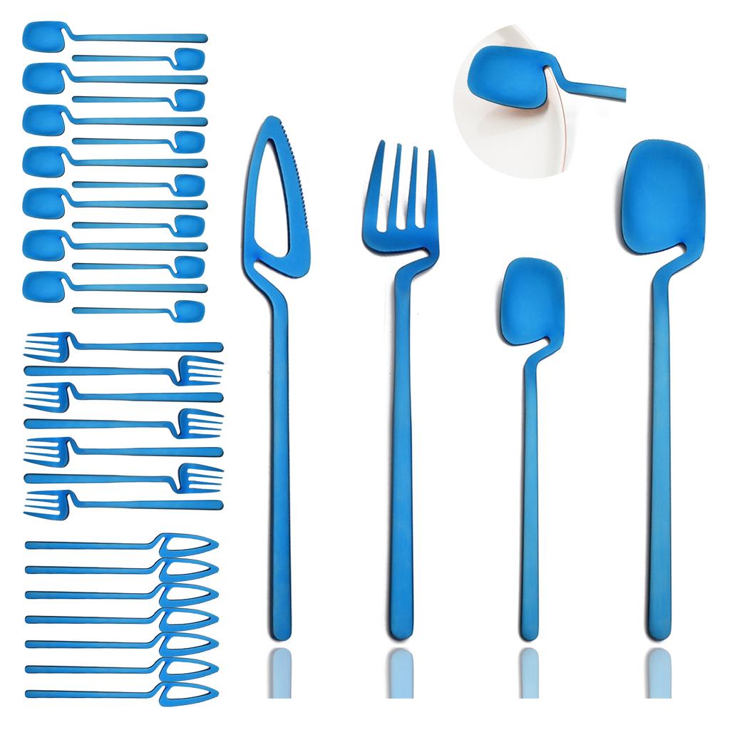 8People Black Dinnerware Set 304 Stainless Steel Kitchen Decor Spoon Fork Knife Tableware Matte Cutlery Party Bar Flatware Set