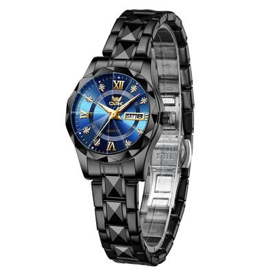 OPK-Armbanduhr, Quarz, beliebt, schlicht, für Damen, wunderschön, leicht, gut lesbar, wasserdicht, leuchtende Uhr für Damen, blau, Damen, schwarz.