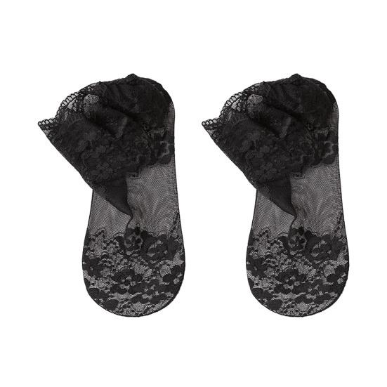 Women's Lace Socks Mesh Sheer Flower Lace Ankle Socks Summer Ultra Thin Fishnet Frilly Sock for Teens Girls