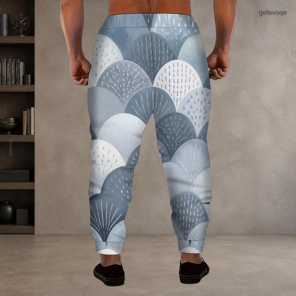 Men S Plus Size Printed Drawstring Waist Side Pockets Jogger Pants Cuffed Ankle Casual Long Trousers