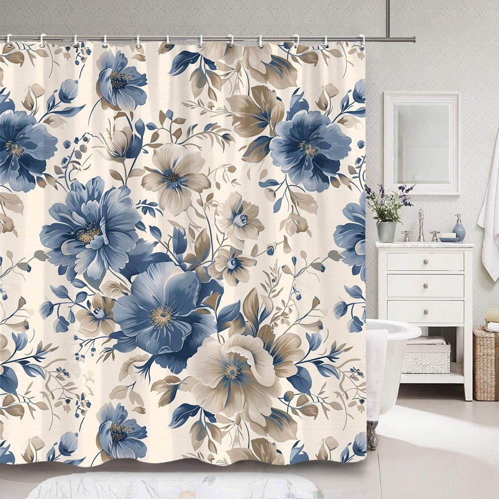 Modern Simple Colourful Leaf Shower Curtain Botanical Pattern Polyester Fabric Shower Curtains Bathroom Decoration With Hooks