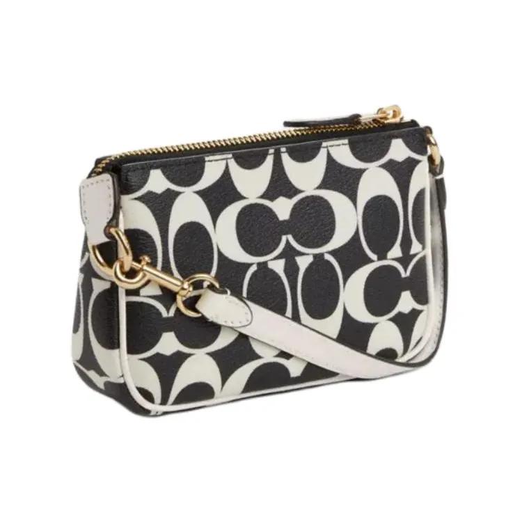 COACH Nolita Leather Shoulder Bag , Handbag Mini Women's Black White (Unisex) Handbags CP251 IMA47