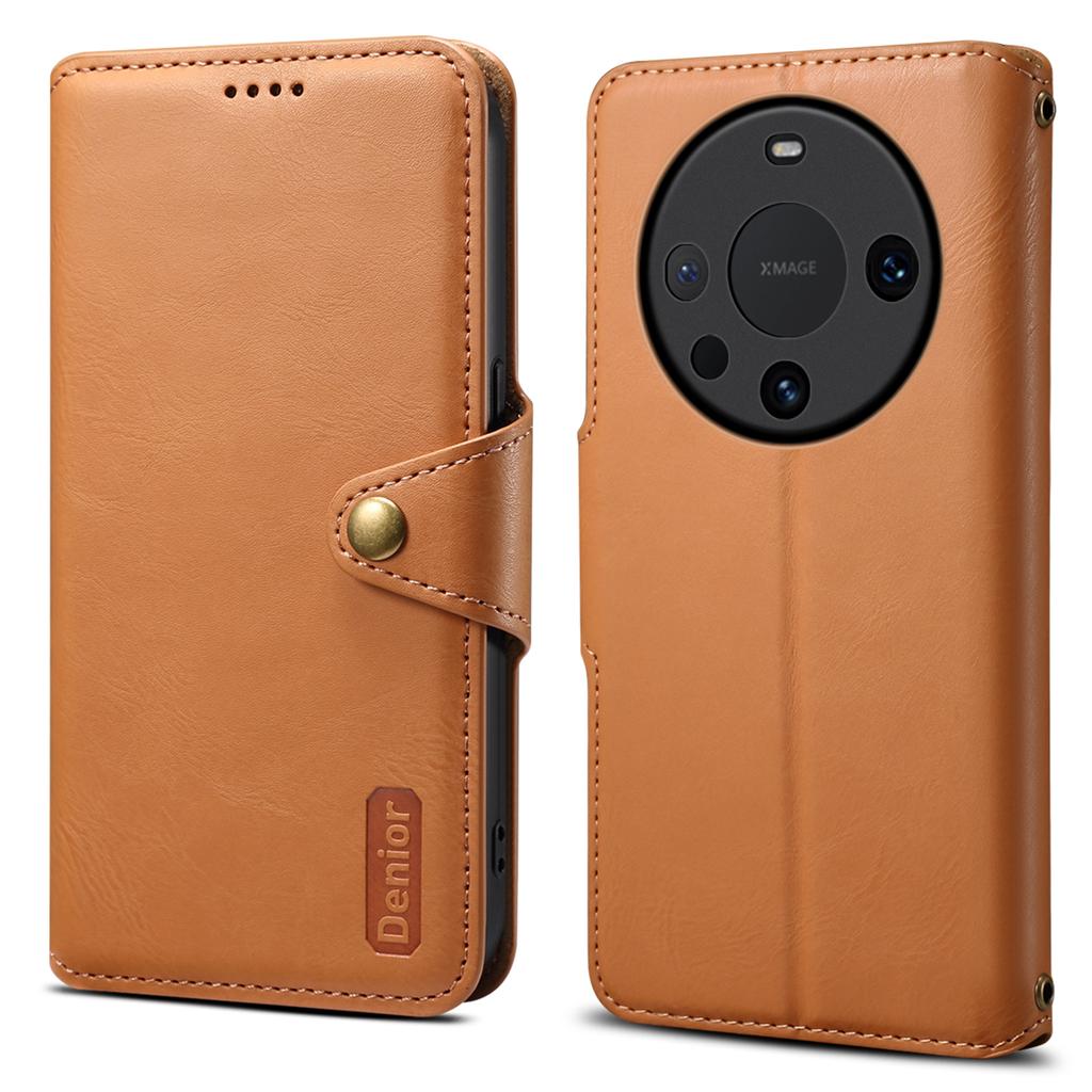 DENIOR For Huawei Mate 60 Leather Case Cowhide Texture Wallet Cover