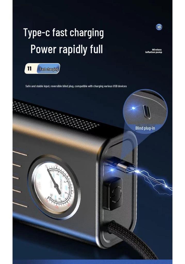 Portable Smart Wireless Car Tire Inflator Pump