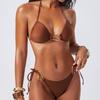 Sexy Bikini Bra Set Split Solid Color Swimsuit Gather Split Swimsuit Pure Desire Swimsuit