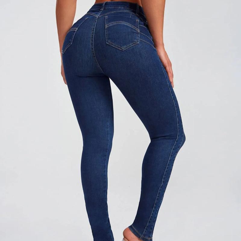 European and American Spring Slim Fit Skinny Pants Elastic High Waist Jeans Women's Trousers