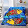 2026 New Arrivals 1pc Vibrant Cartoon Fish Design Flannel Blanket Soft, Machine Washable, Tear-Resistant, All-Season Throw for Sofa, Bed, Office, Camp