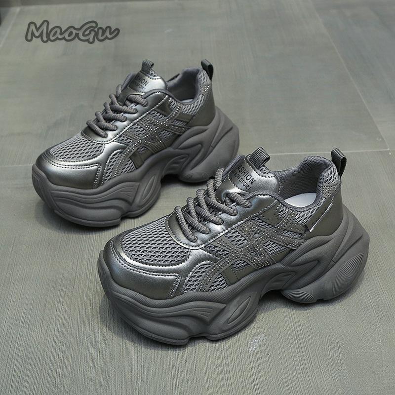 Fashion Height Increasing Mesh Chunky Sneakers for Women 2025 Autumn New Fashion Thick Bottom Casual Shoes Zapatillas De Mujer Size35-40