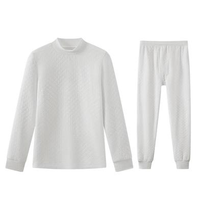 Yiershuang Men's 100% Cotton 3-Layer Thick Thermal Set