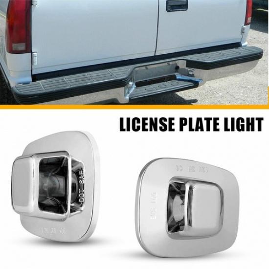 License Pair CHROME Plate Housing Light 1988-2000 For C1500 Chevy C3500 C2500
