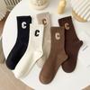 1Pair Socks Warm Winter Cotton Stockings Solid Color Letter Socks Stockings Women Hosiery Winter Socks