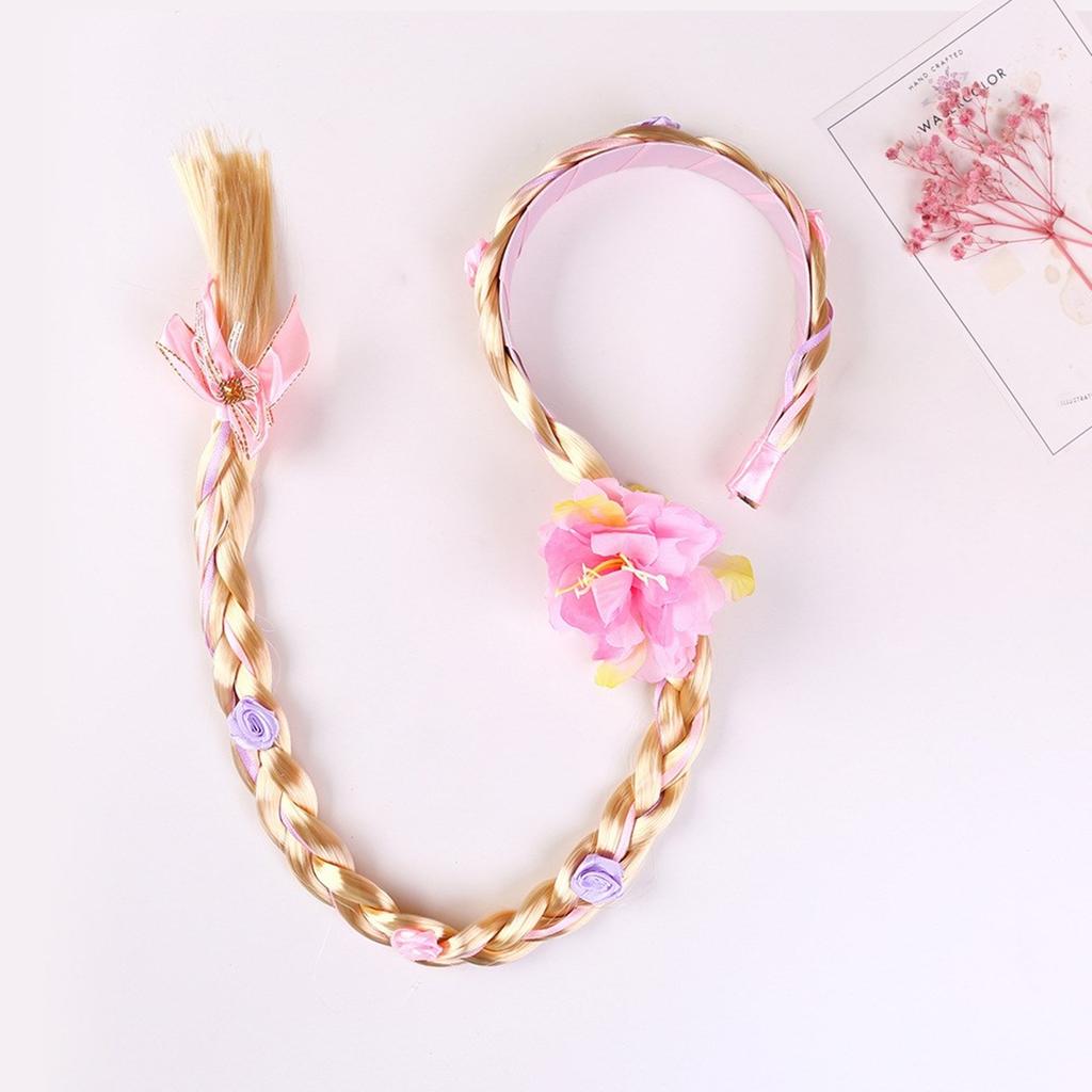 Long Braids Headband for Little Girl Crown Headhoop Queen Headpiece Kids Weaving Braids Hairhoop Party Accessories