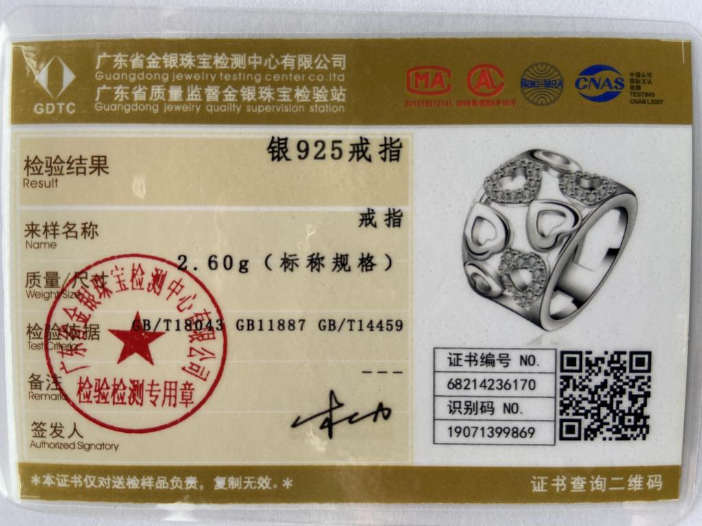 925 Sterling Silver Heart AAA Zircon Ring Wedding Woman Charm Jewelry