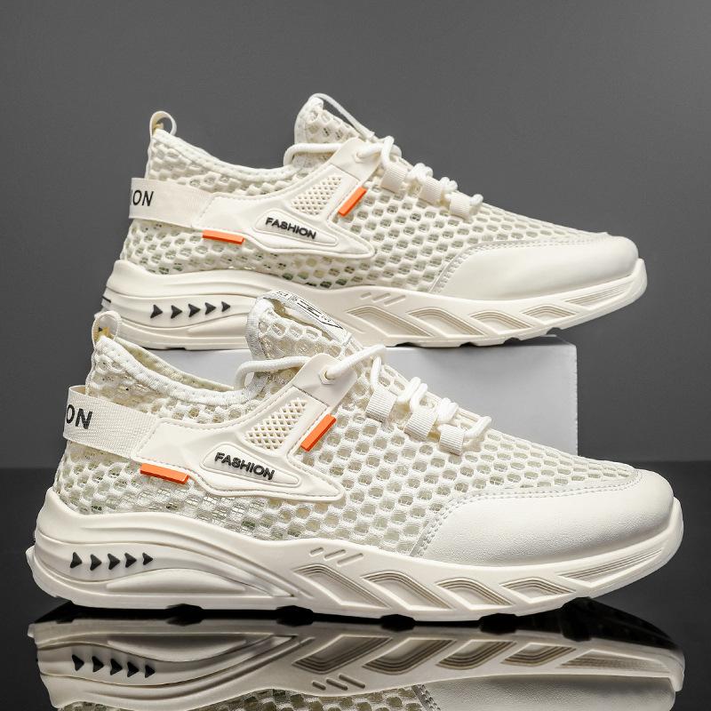 

Мужские сетчатые туфли новые летние дышащие полые тонкие туфли с крупной сеткой легкая мягкая подошва повседневные беговые спортивные туфли 39