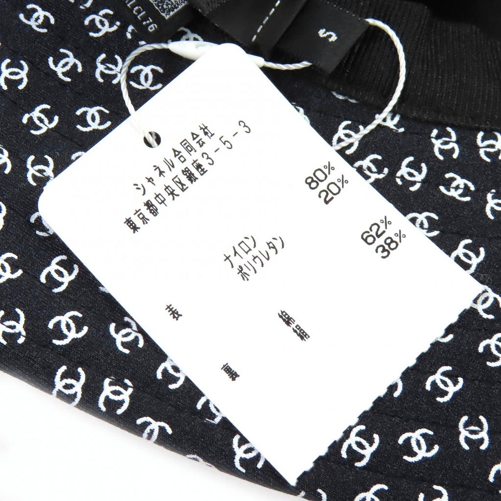 Pristine CHANEL hat Coco Beach Mini CC logo Black White Nylon Women S Used