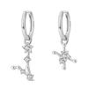 12 Constellation Series Earrings 925 Sterling Silver Women 2025 Zircon Ear Studs Sparkling Pave Hoop Earring Jewelry Gift