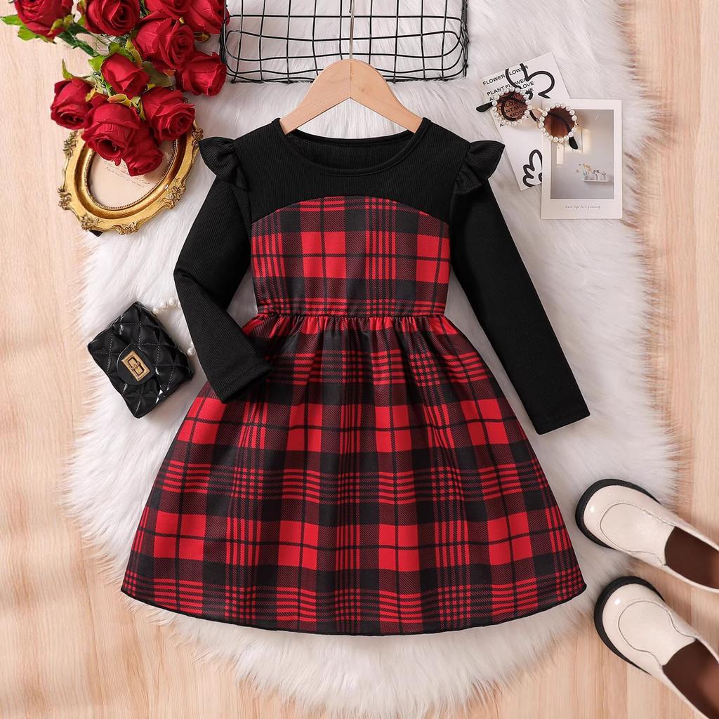 Elegant Black and Red Dress for Girls Summer Children's Fashion Princess Dress
