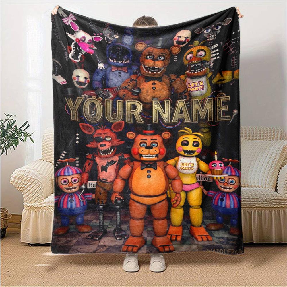 Name Custom FNAF Print Flannel Blanket High Quality Warm Comfortable Cover for All Seasons Perfect for Gifts Home Decor