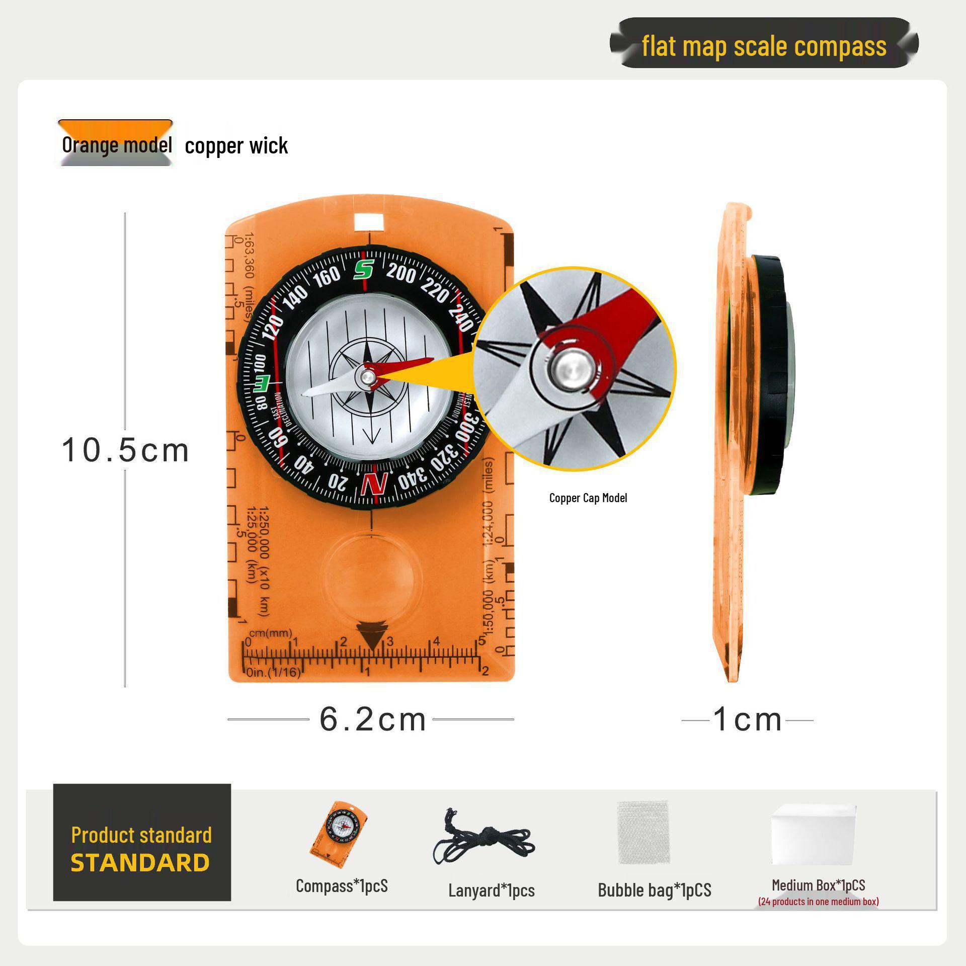 Acrylic Multifunctional Outdoor Compass with Map Ruler - Portable, North-Seeking Compass