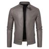Mens Faux Leather Jacket Winter Warm Slim Fit Plus Size Casual Biker Coat