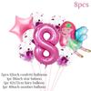 8pcs Girl Birthday Balloons Set Fairy Foil Balloons Number Helium Balloon 1 2 3 4 5 6 7 8 9 Years Old Kids Birthday Party Gifts