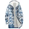 Women's Gradient Print Fashionable Loose Zipper Fleece Hoodie Jacket