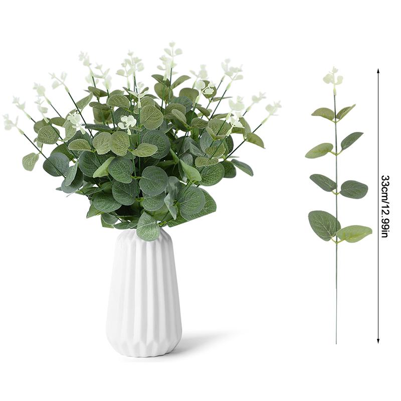 10/20PCS Eucalyptus Artificial Leaves Branches Fake Plants for DIY Christmas Wreath Wedding New Year Party Table Home Decoration