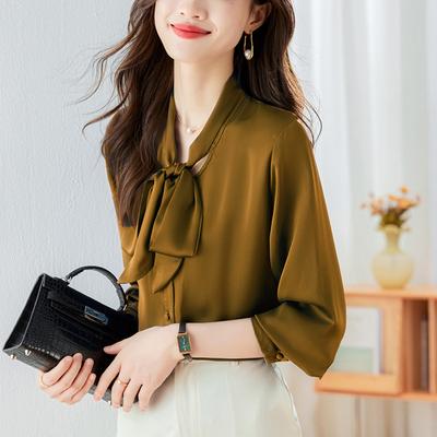 Bow Shirt Women's Long Sleeve Autumn New Temperament Shirt Loose Top