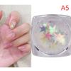 1 Set Mixed Size Candy Colored Laser Star Glitter Colorful Pentagram Nail Glitter Sparkling Diy Accessory Nail Decoration