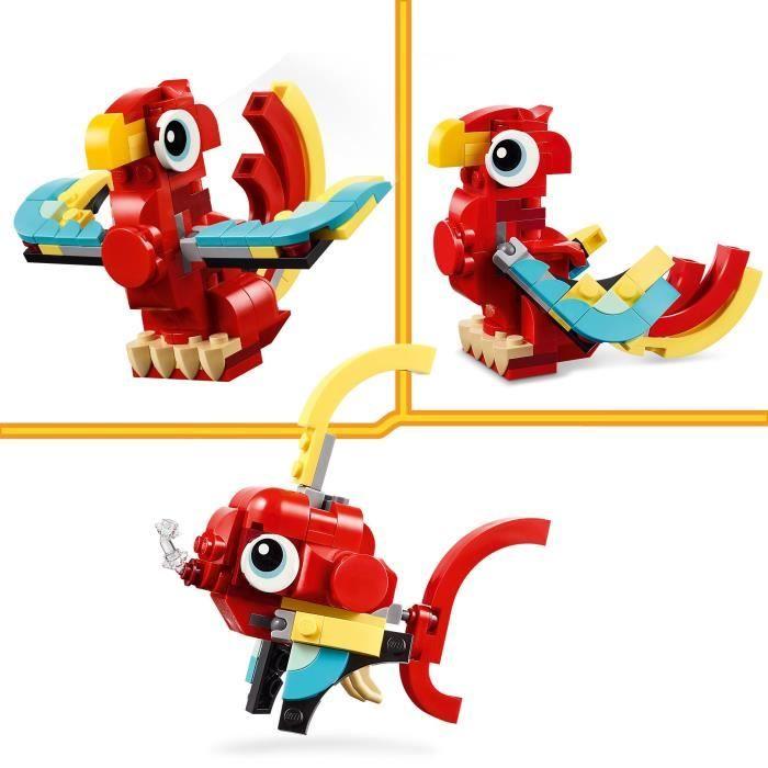 LEGO® 31145 Creator 3-in-1 De Rode Draak; Speelgoed met 3 Dierenfiguren, waaronder een Rode Draak, een Vis en een Feniks