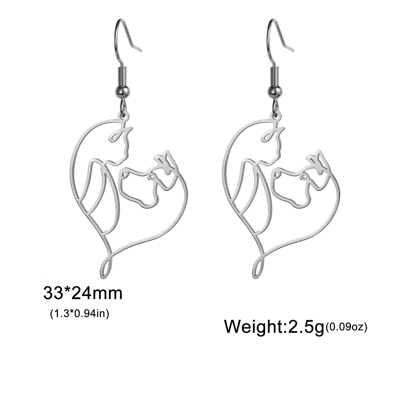 

Teamer Cute Cats Dangle Earrings Stainless Steel Elegant Animal Heart Pendant Drop Earrings Women Girls Wedding Jewelry Gifts