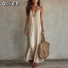 Fashion Summer Spring Solid Color Print Sleeveless U-Neck Casual Dresses