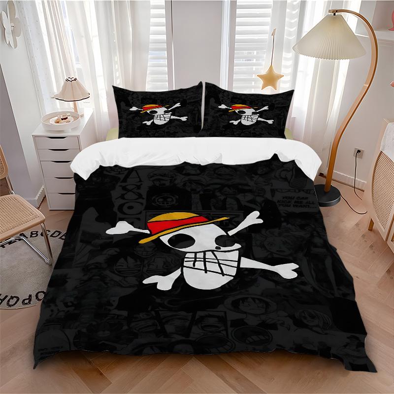 

3pcs bedding set ONE PIECE Skull Includes 1 Comforter+2 Pillowcases, Without Pillow Inserts, Soft Comfortable, Lightweight Breathable,167 135x200cm