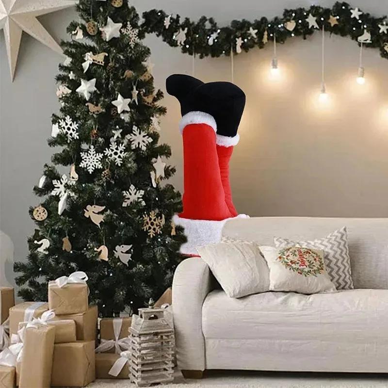 Christmas Tree Decoration Santa Claus Elf Leg Plush Christmas Decor New Year Decoration Funny Xmas Pendant Ornament Party Supply