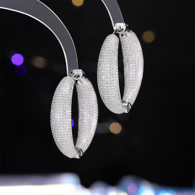 

Розкішні сережки високого класу, геометричні круглі сережки, злегка інкрустовані цирконієм, сережки з перебільшеними колами для жінок срібний