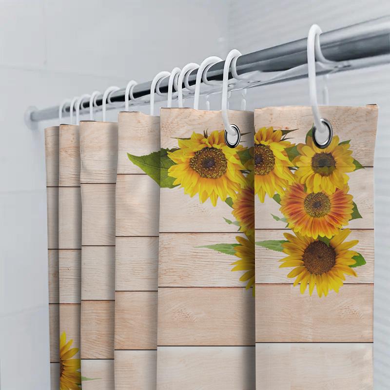 Modern Farmhouse Style Sunflower Bath Shower Curtain Waterproof Polyester Fabric Decorative Printing For Bathroom Accessories Se