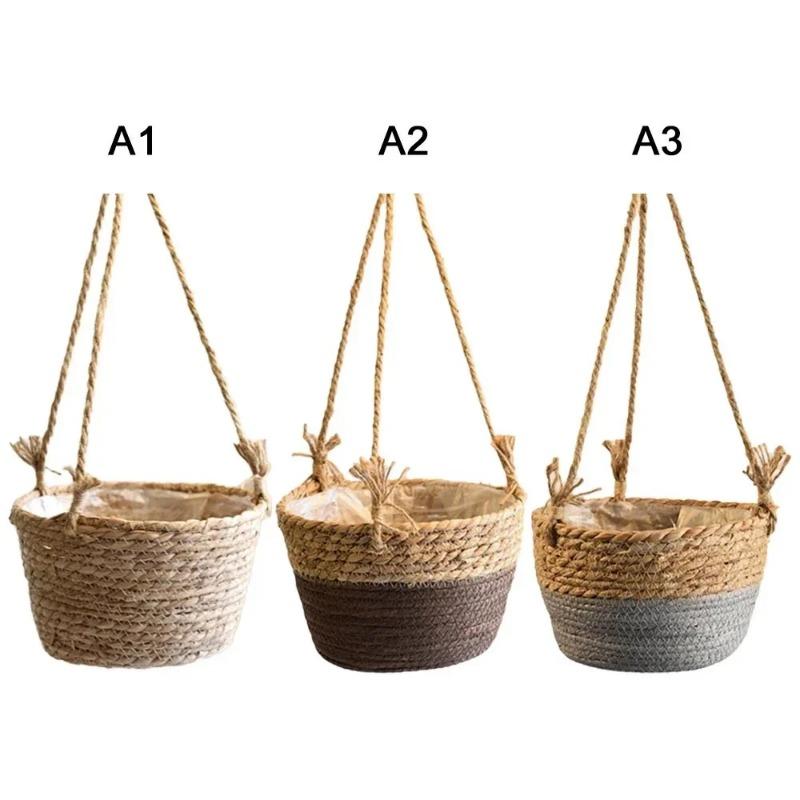 Home Decor Garden Plant Storage Basket Hanging Flower Pot Woven Indoor Outdoor Flower Pot Rack Lace Plant Hanger