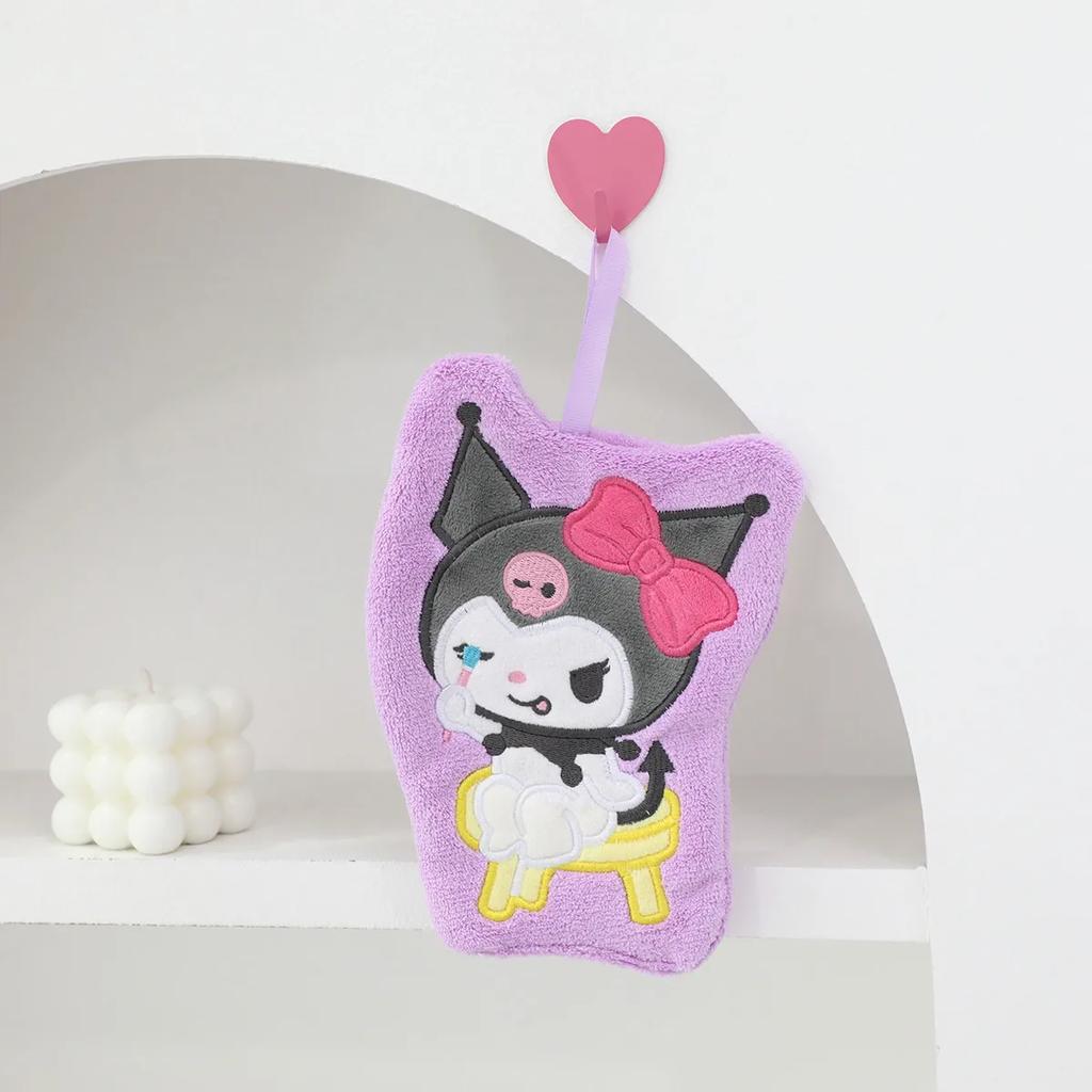 Hello Kitty Towel Kitchen Bathroom Kawaii Cinnamoroll Coral Velvet Hanging Kitchen Children'S Absorbent Hand Towel Square Towel