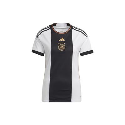 adidas Maglia da Calcio con Logo a Tre Strisce a Contrasto, Girocollo, Manica Corta, Top da Donna, Bianco HF1474