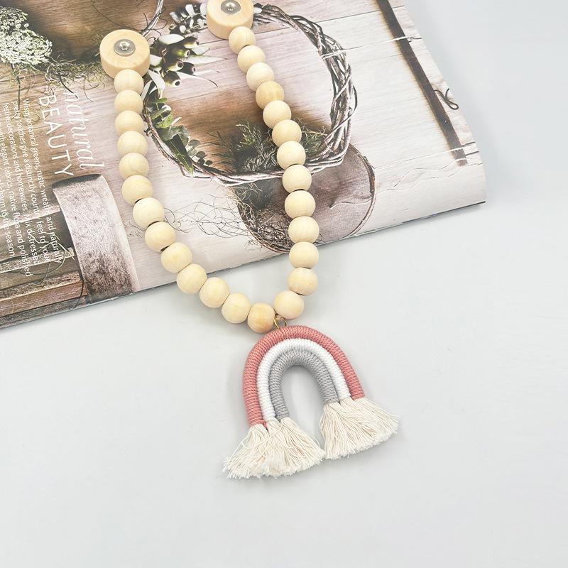 Fashionable Cartoon Rainbow Flow Rosewood Bead Curtain Magnetic Buckle Home Curtain Magnetic Binding Strap Binding Rope