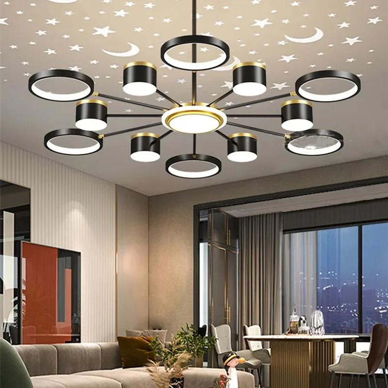 Nordic Creative Living Room Chandeliers Romantic Starry Sky 2025 New Modern White Home Bedroom Stepless Dimming Lighting Fixture