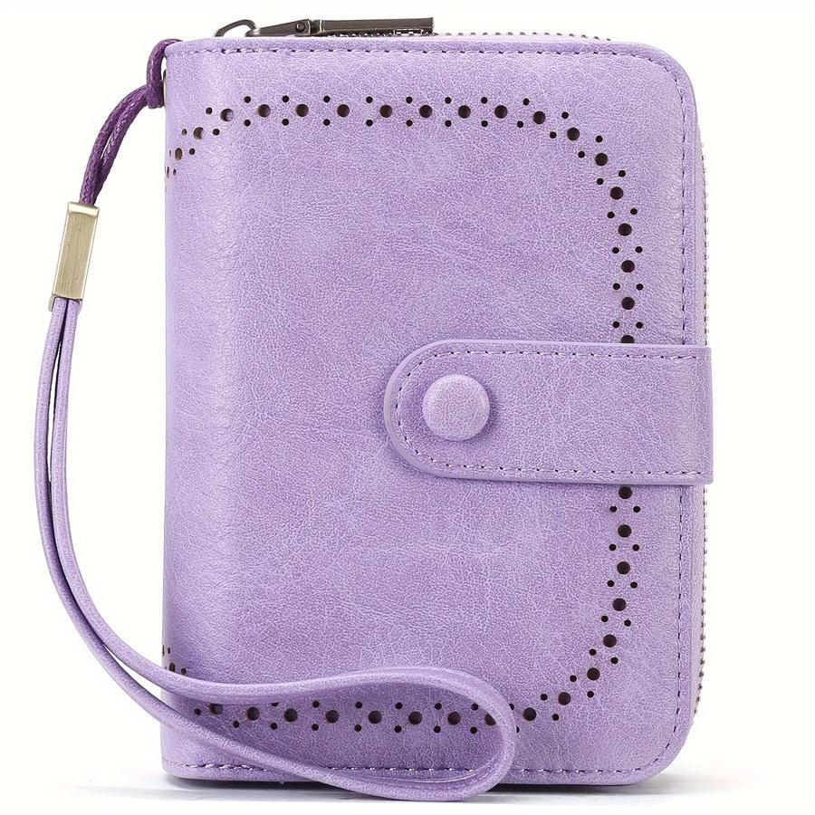 Кошелек для женщин, держатель для кредитных карт, RFID-блокировка, большая емкость, двойная молния, чехол для карт, органайзер с браслетом, 32 слота purple