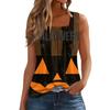 Women's Sleeveless Tank Top Square Neck Ruched Halloween Print Casual Summer Blouse Lightweight Soft Fabric
