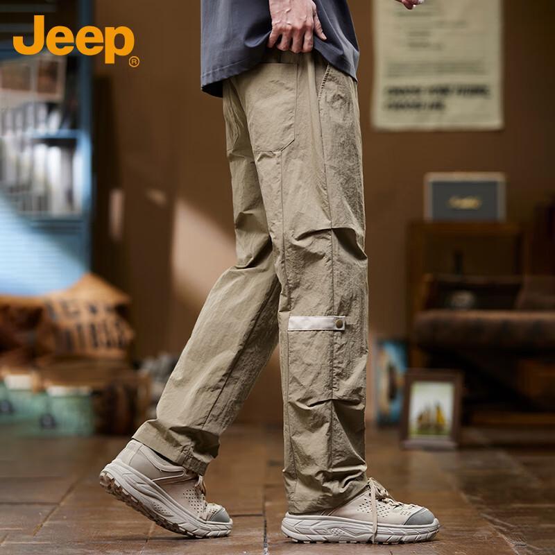 JEEP Men's Summer Ice Silk Straight-Leg Cargo Pants