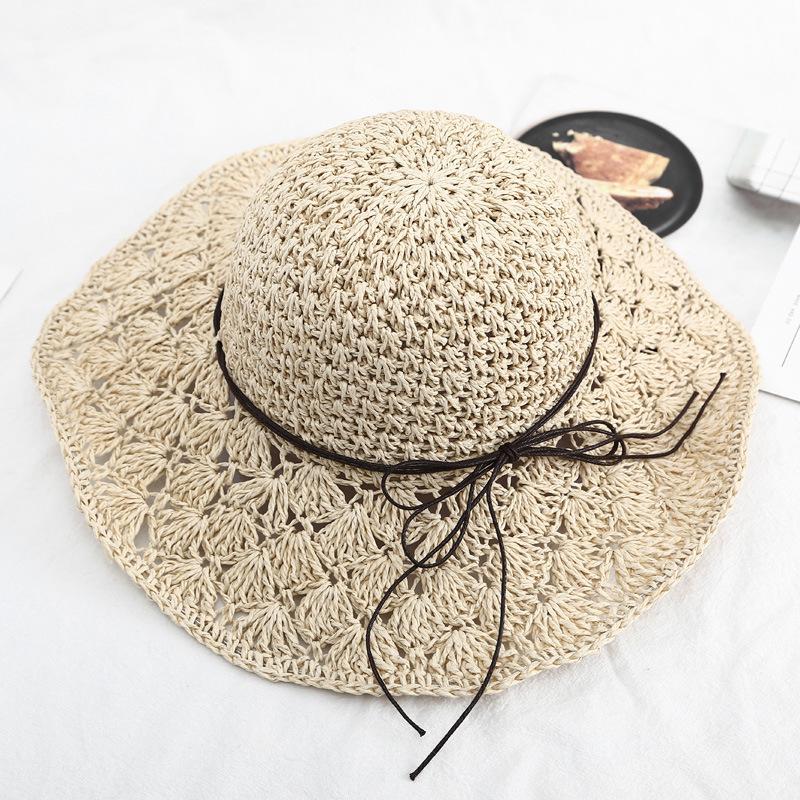 New Hat Women's Summer Beach Sun Hat Straw Versatile Sunscreen Visor Big Edge Folding Straw Hat
