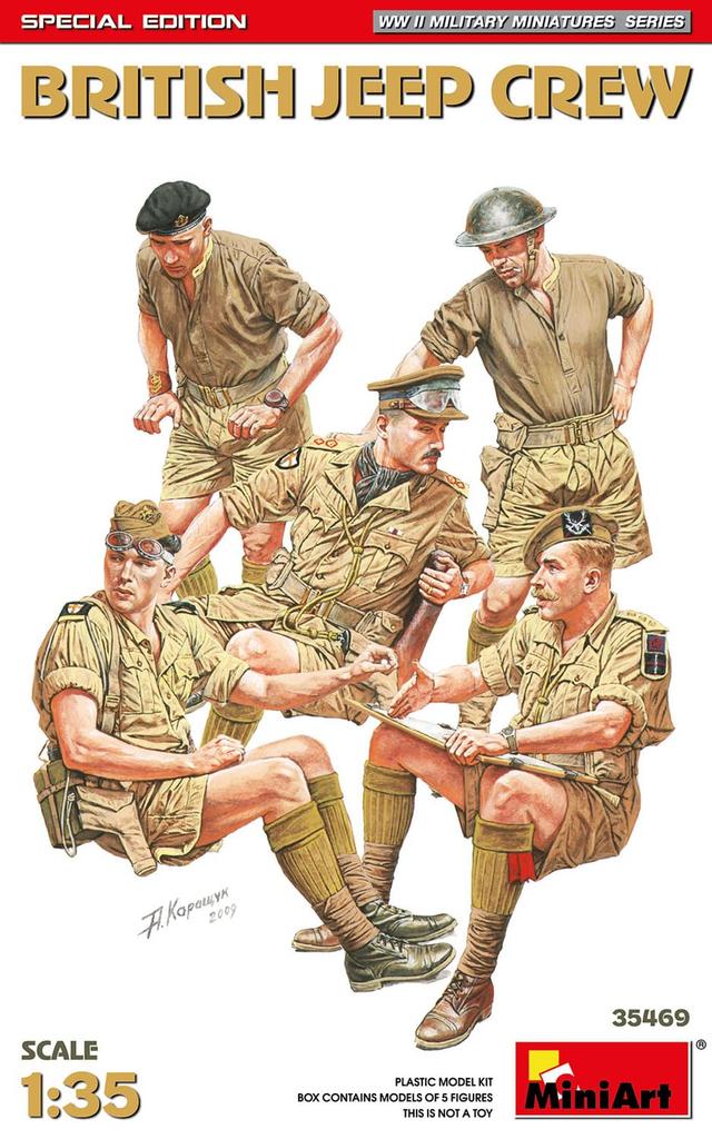 MiniArt 1/35 British Jeep Crew Special Edition 5 Figure Plastic Model Kit 35469