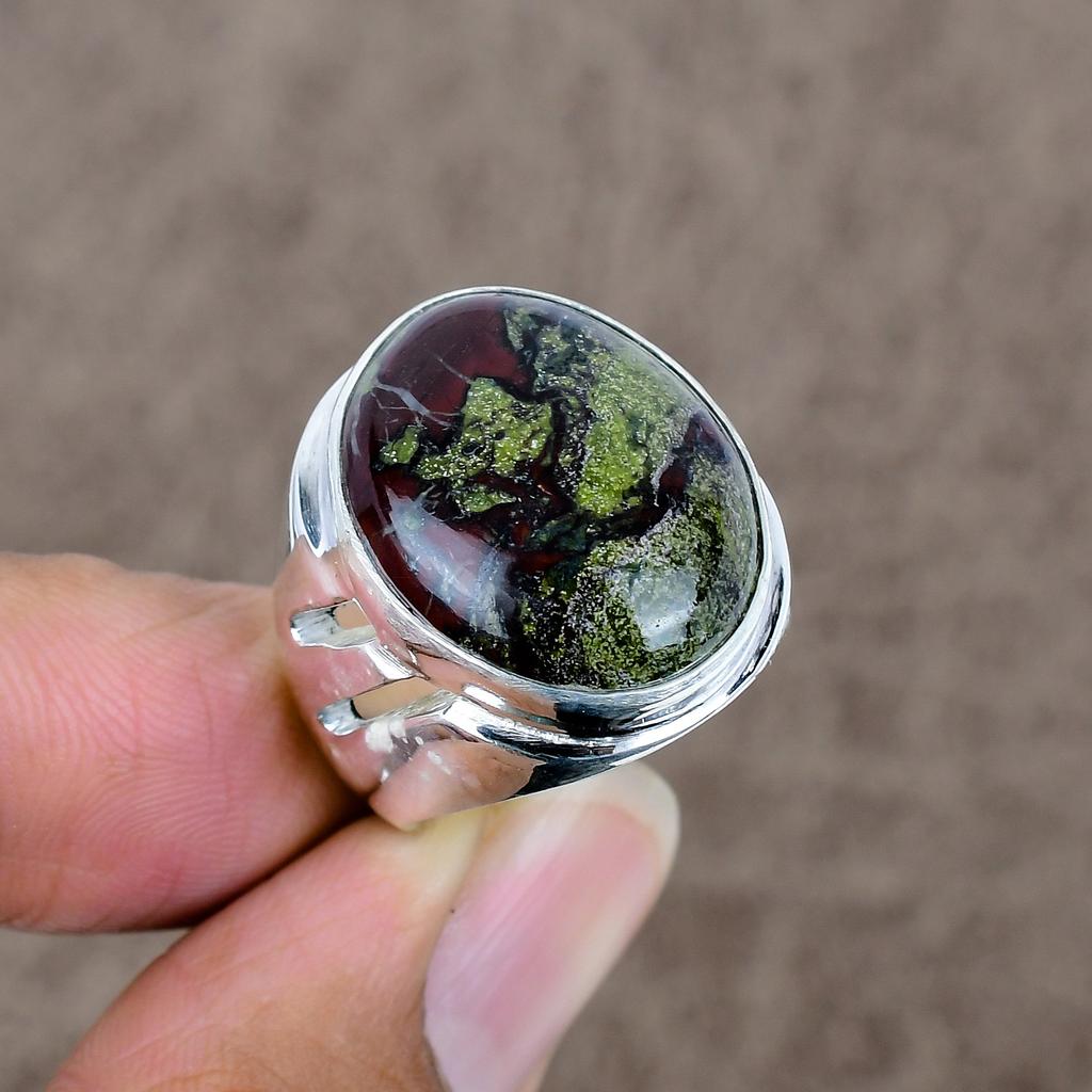 Dragon Blood Genstone Handmade 925 Sterling Silver Jewelry Ring Size 9 KKG-498