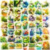 50 Mint Cat Stickers Temu Green Fresh Mint Cute Cat Doodle Stickers